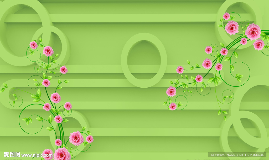 唯美花卉小清新立体背景墙