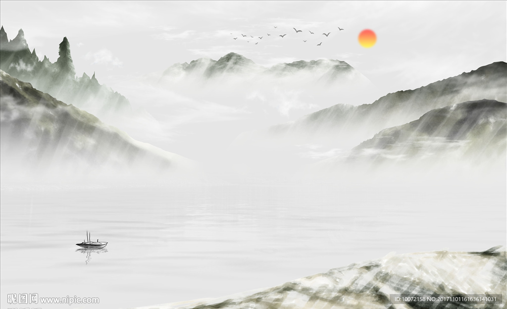 中式写意山水画