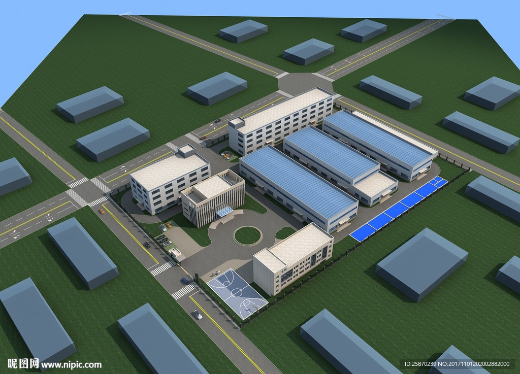 3D厂房规划建筑模型