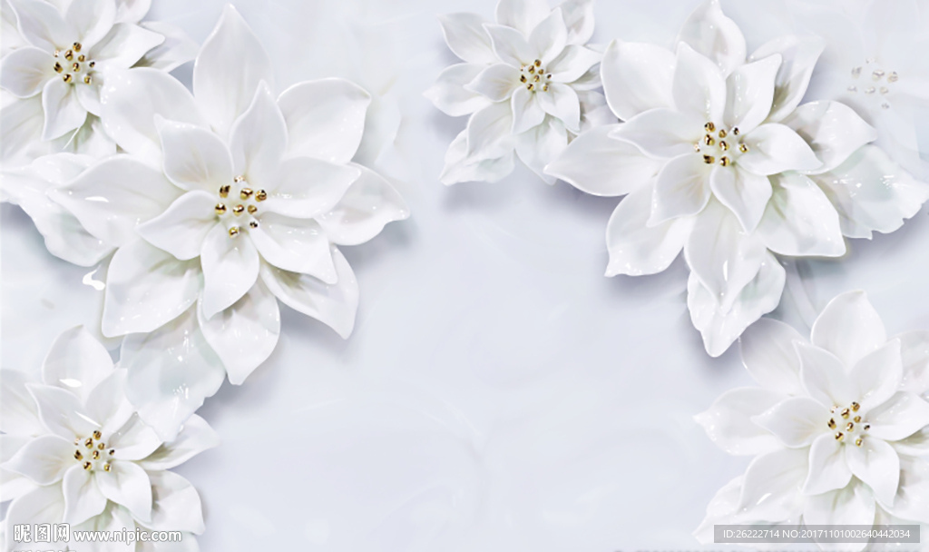白色立体鲜花背景墙