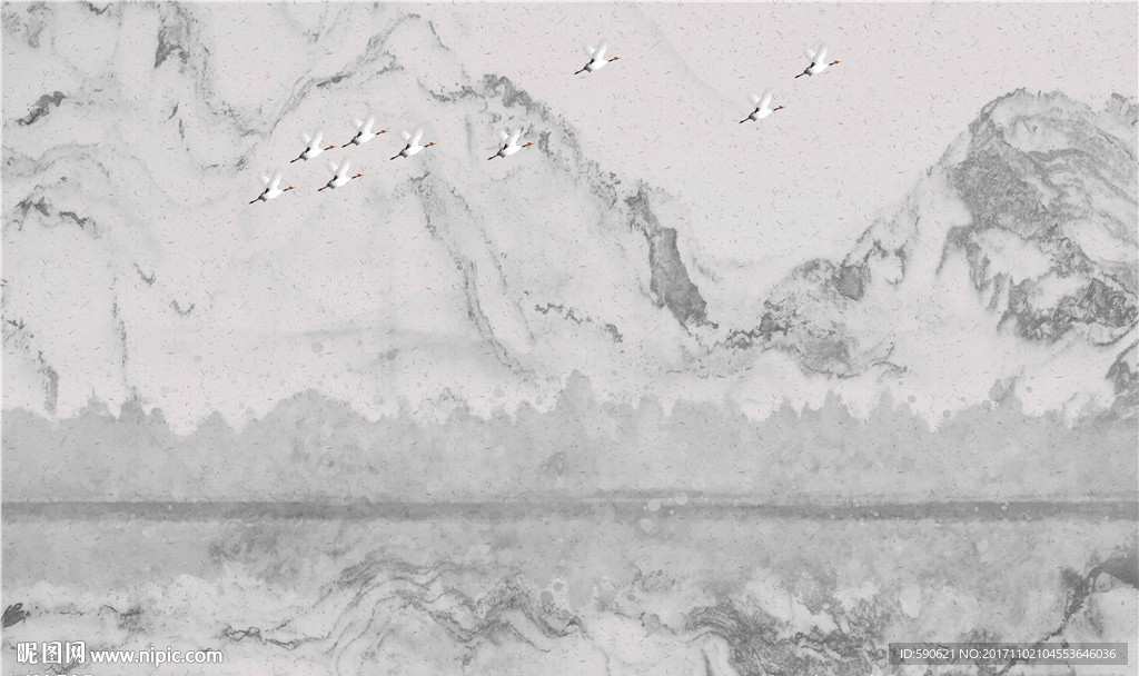 新中式国画背景墙