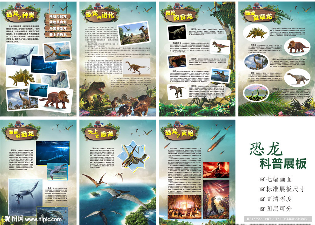 恐龙科普知识系列展板图片