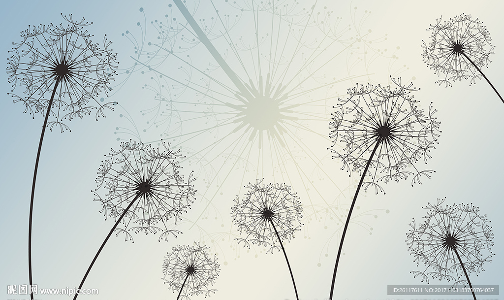 简约蒲公英电视背景墙