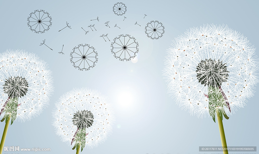 简约蒲公英电视背景墙