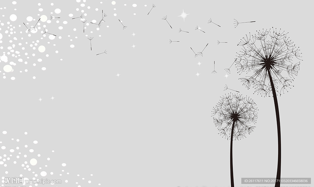 简约蒲公英石子电视背景墙