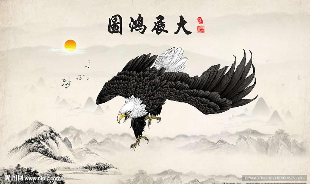 大展宏图背景墙装饰画