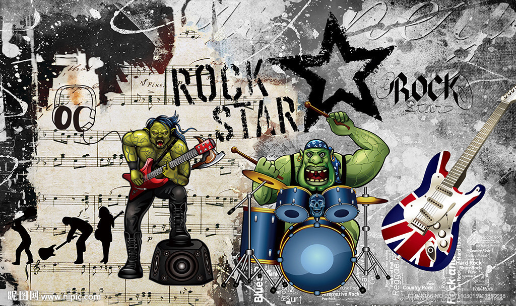 时尚潮流摇滚装饰画背景墙