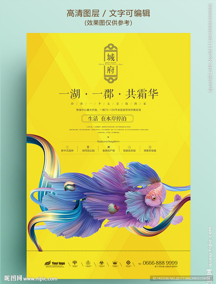 黄金时尚孔雀鱼产地系列海报