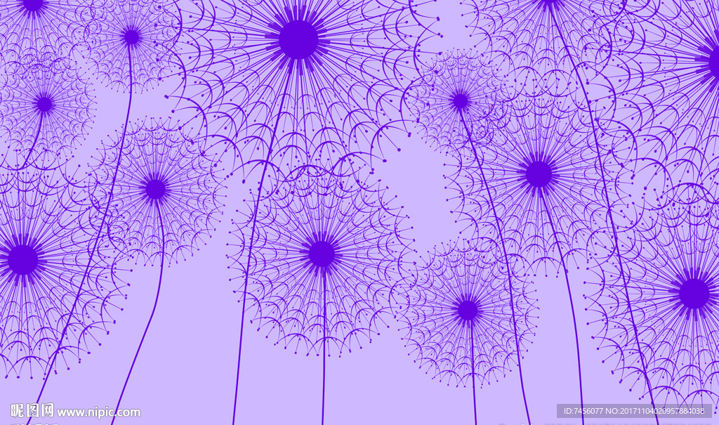 紫色蒲公英简约背景墙