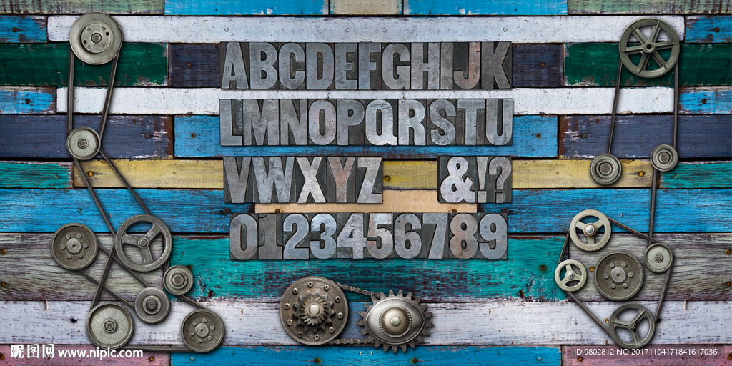 彩色木板字母背景