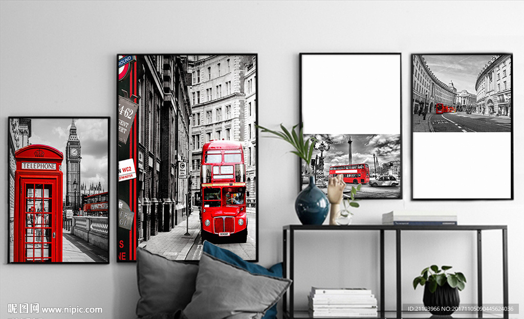 摩登城市欧洲汽车街道城市无框画