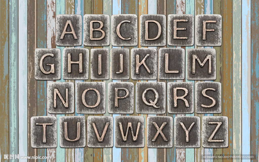 复古木板字母背景