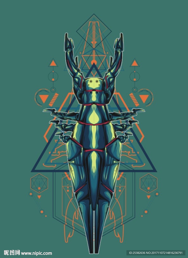 外星飞船科技风格机械印花图案