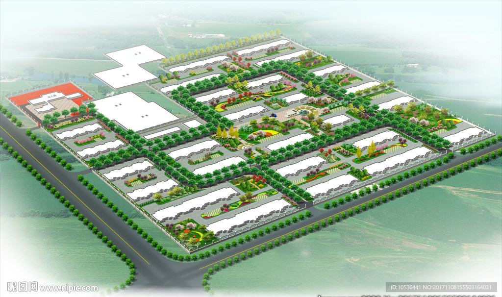 小区绿化效果图