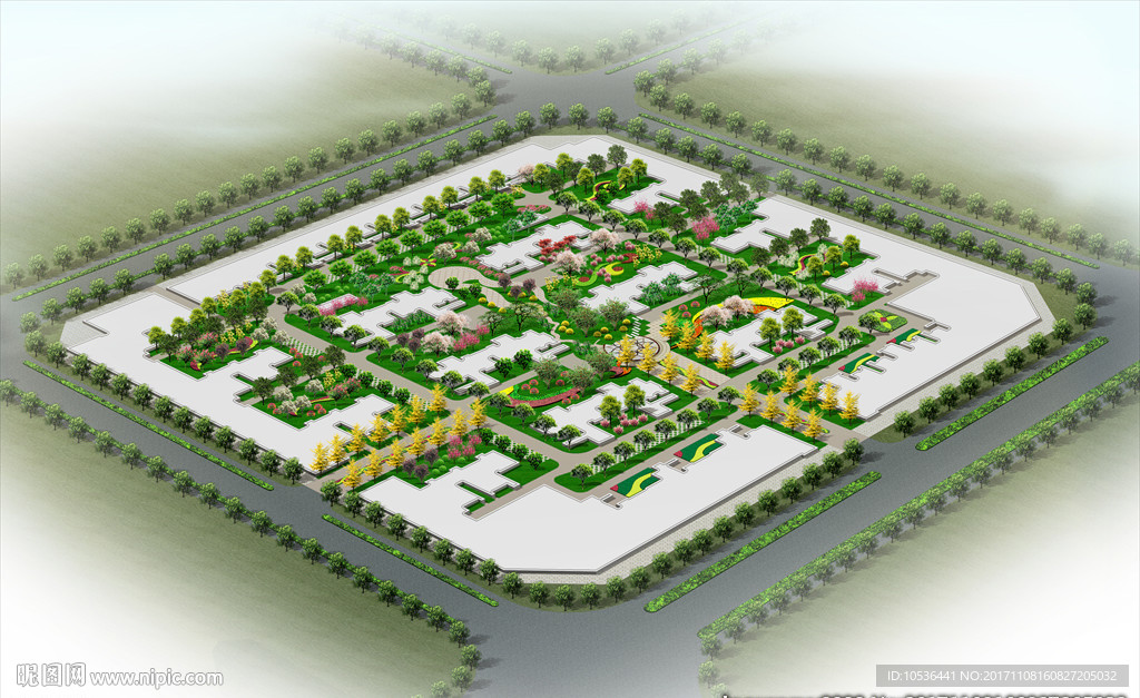 小区整体绿化鸟瞰效果图