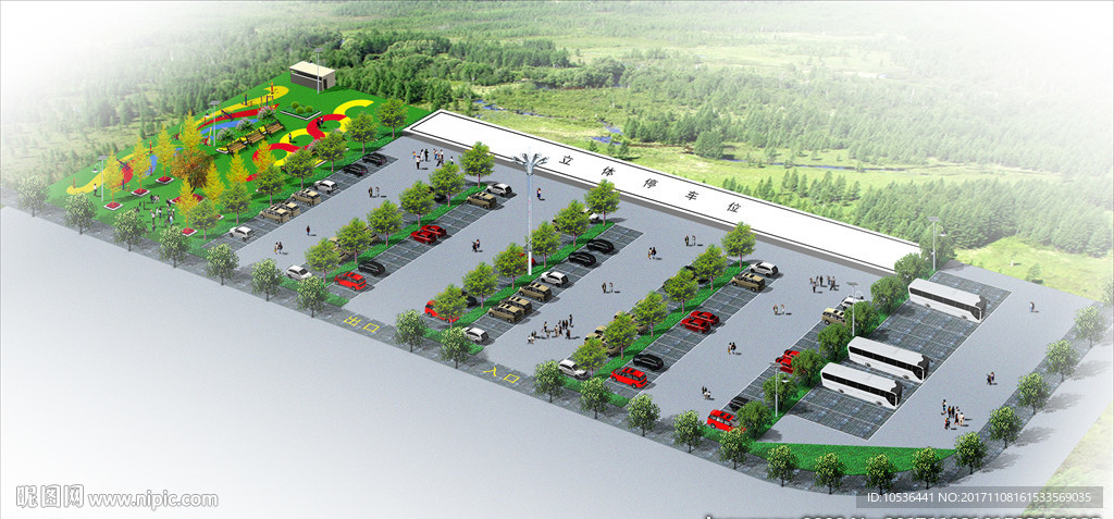 文化健身广场小吃街铺装效果图