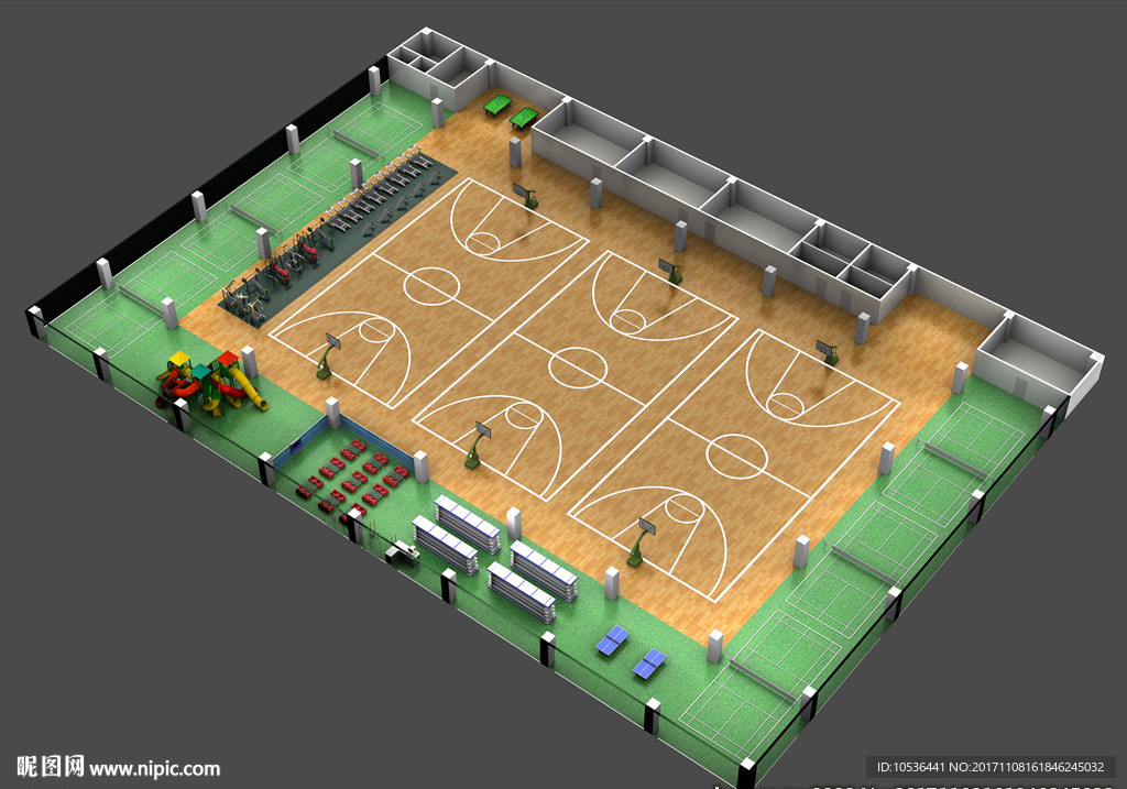 体育馆室内布局整体效果图