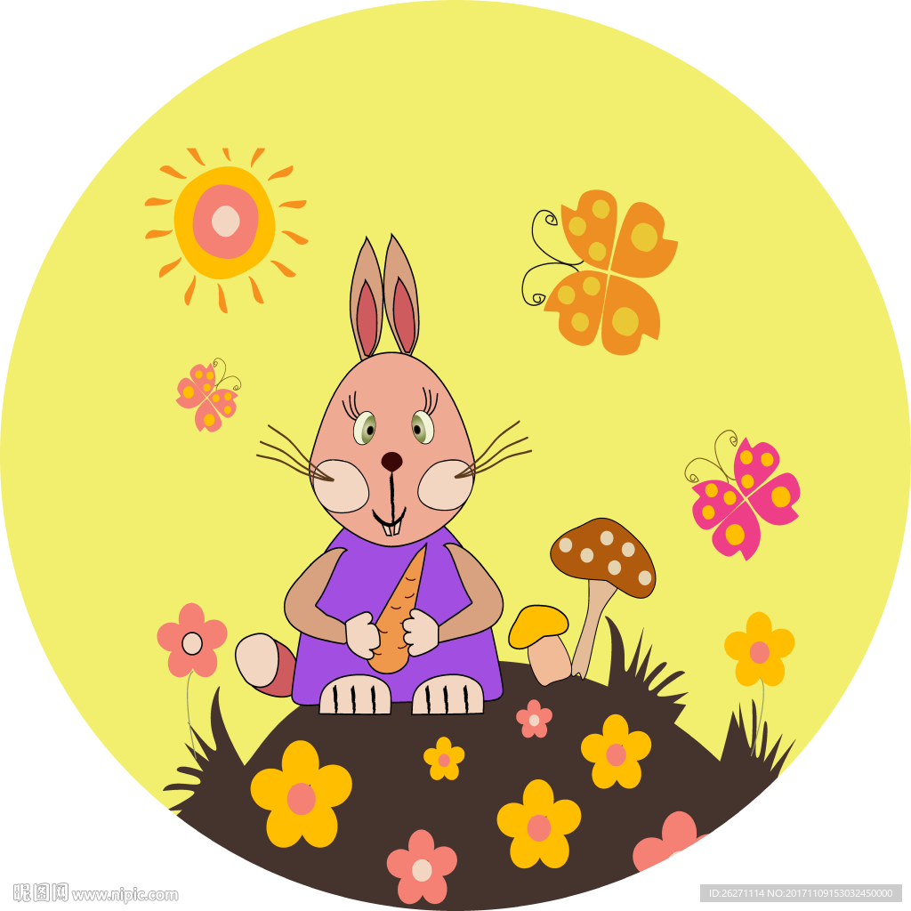 小兔子彩印地毯