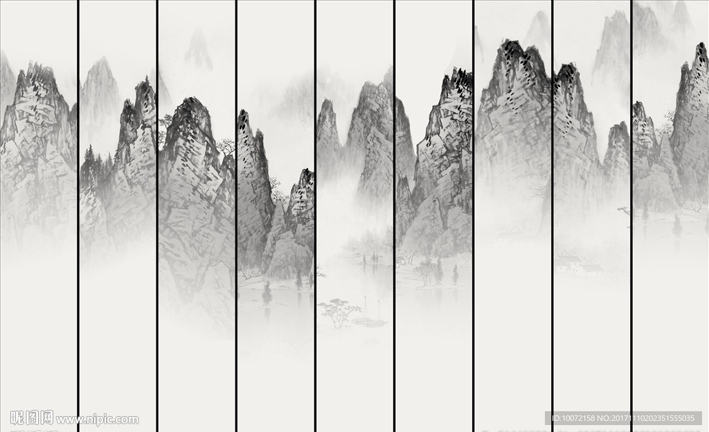中式水墨山水背景