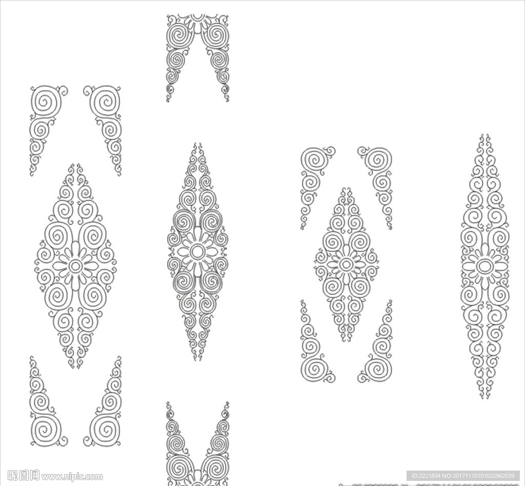 藏式家俱图案 手绘线描图