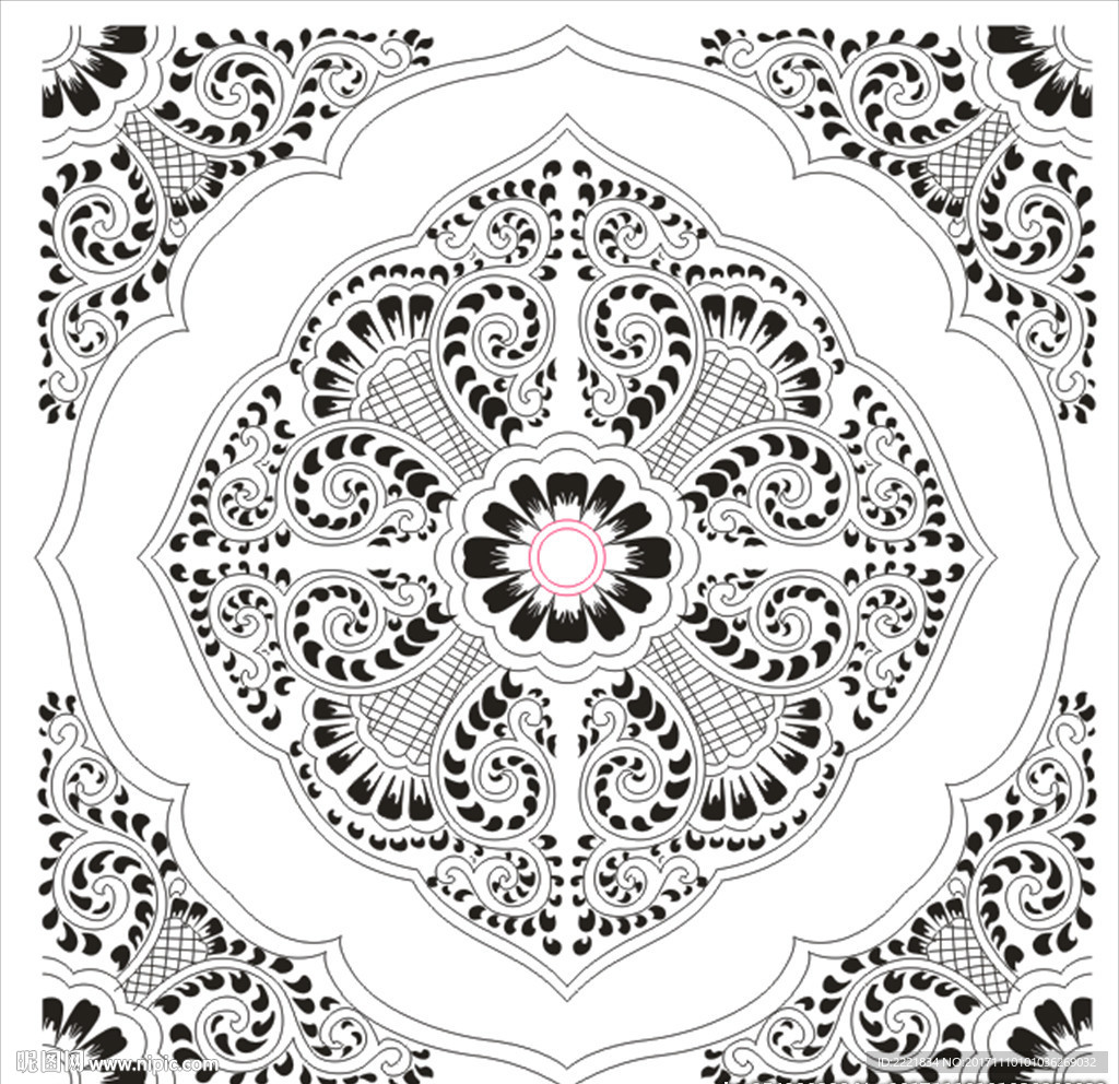 藏式家俱图案 手绘线描图