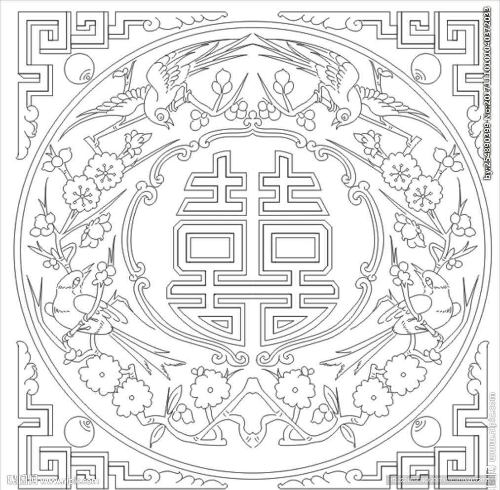 藏式家俱图案 手绘线描图