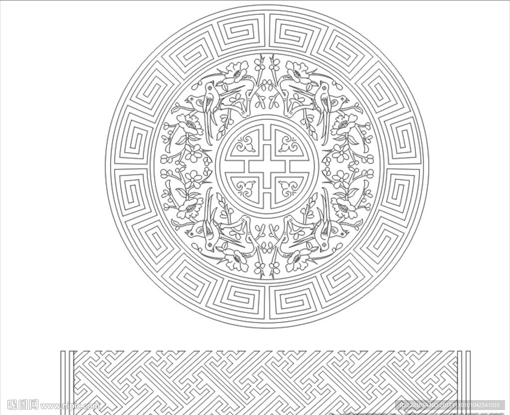 藏式家俱图案 手绘线描图