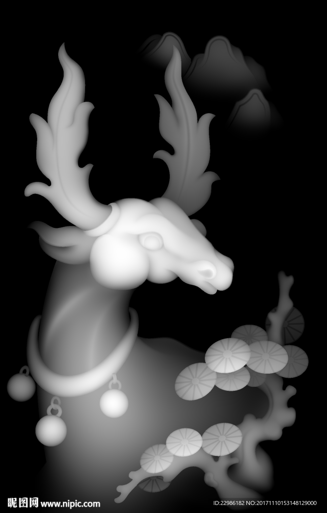 马玉雕精雕浮雕灰度图