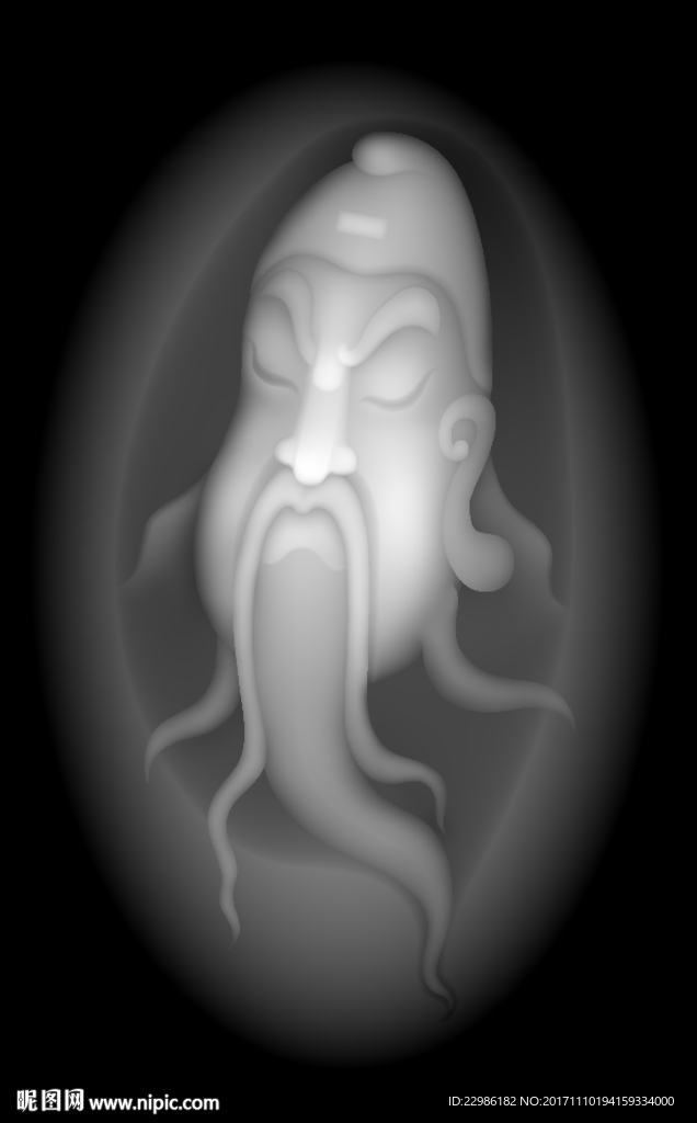 关云长关公浮雕精雕灰度