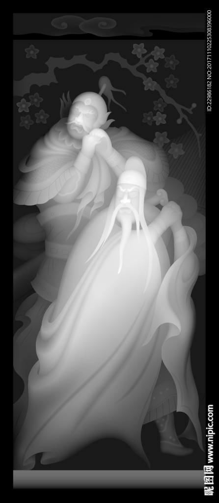 关羽浮雕精雕灰度