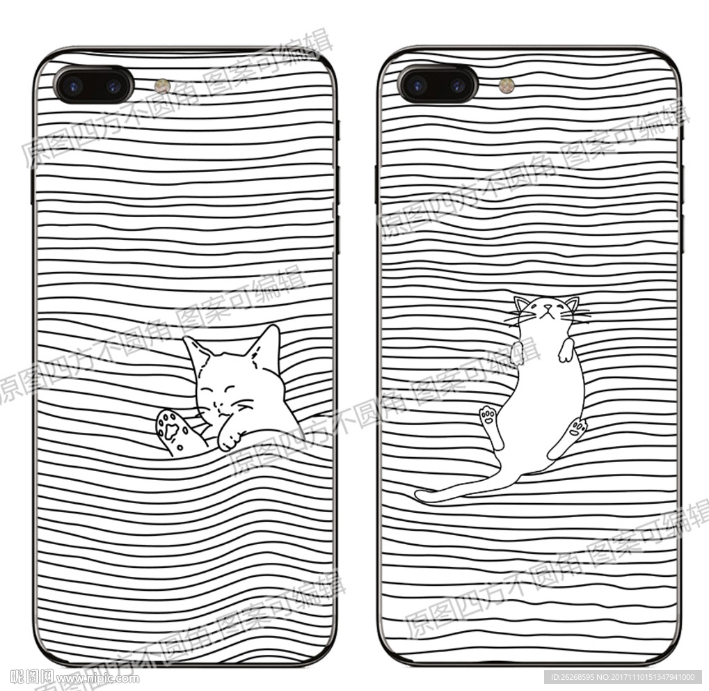 矢量猫手机壳素材图