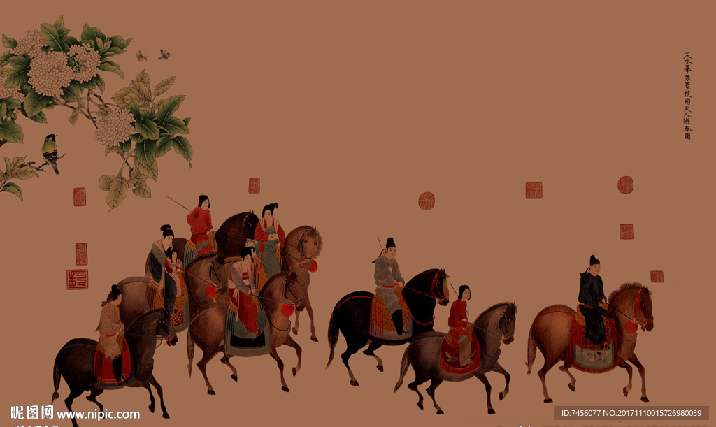 马群国画中式背景墙