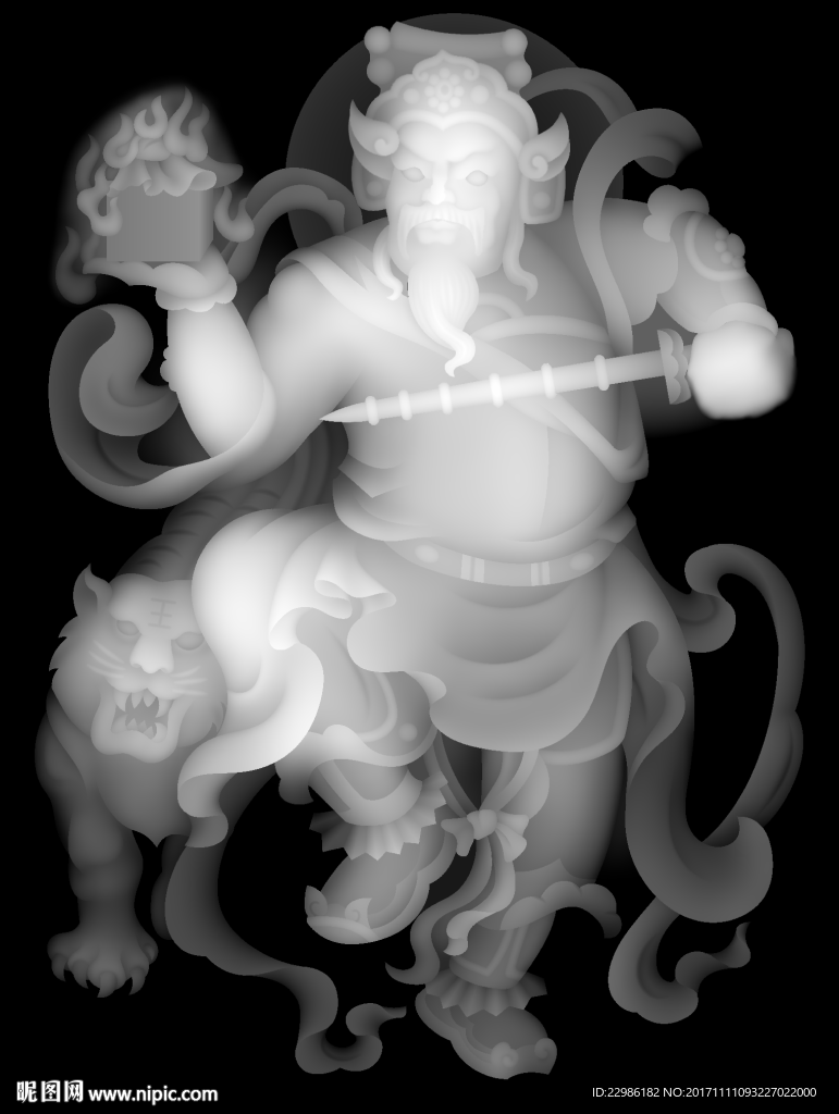 钟馗浮雕精雕灰度46牌