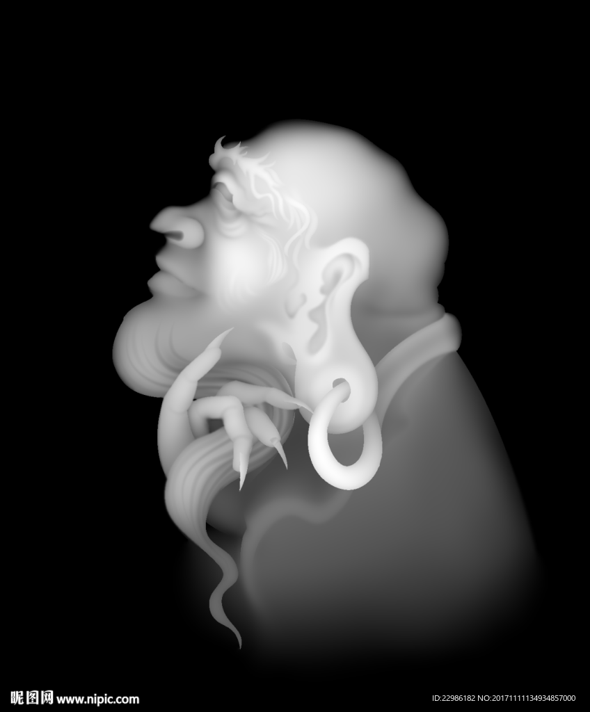 十八罗汉浮雕精雕灰度