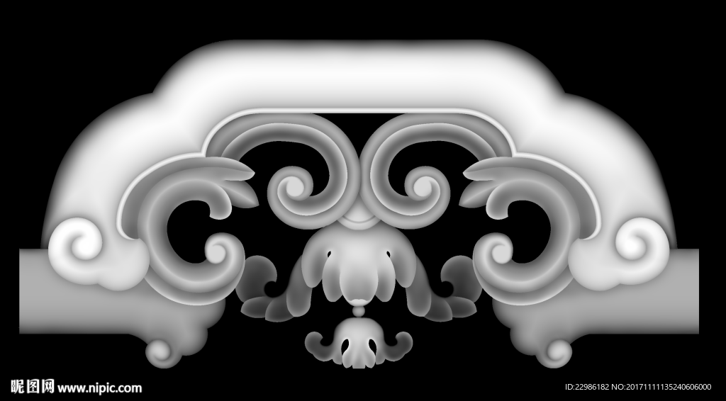 洋花椅子靠背精雕浮雕灰度