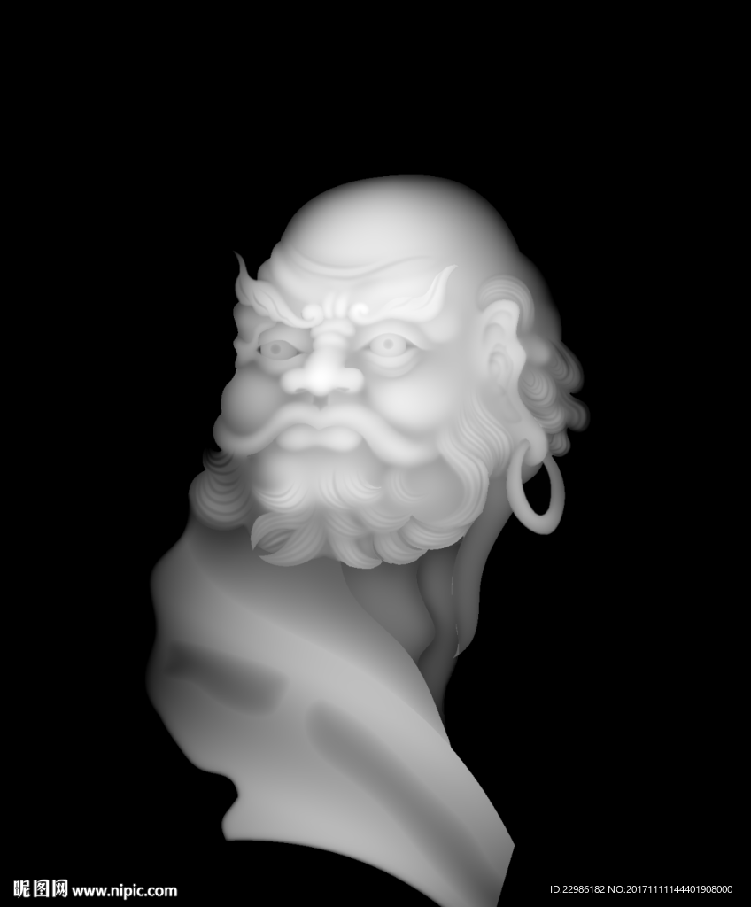 达摩浮雕玉雕精雕灰度