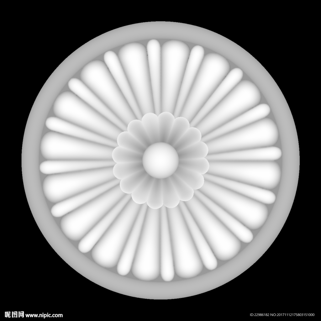 圆形洋花精雕图