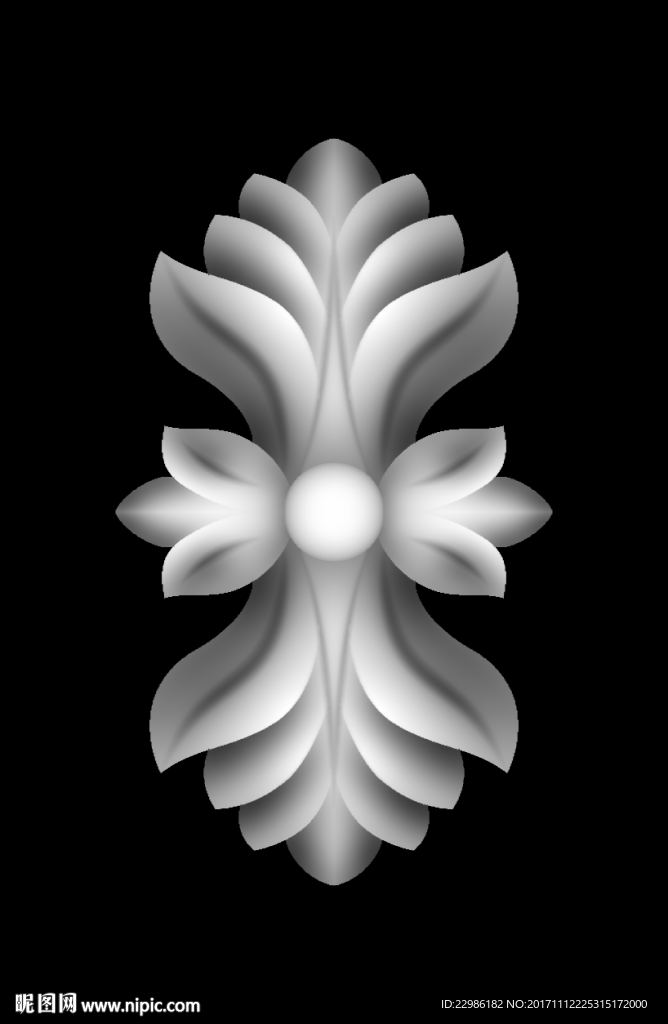 门上柱头洋花精雕灰度