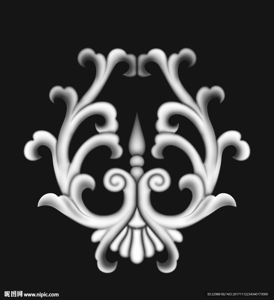 门上洋花精雕浮雕灰度