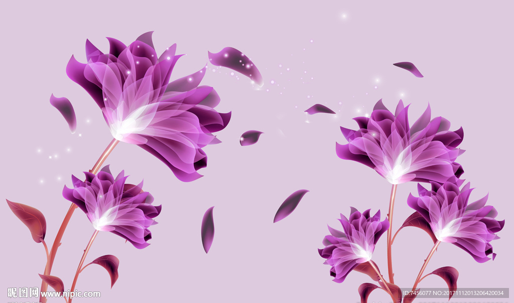 唯美紫色花束背景墙