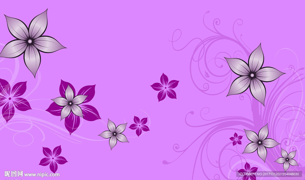 紫色唯美花卉简约背景墙
