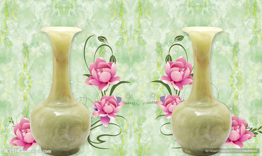 翠玉花瓶时尚花卉背景墙