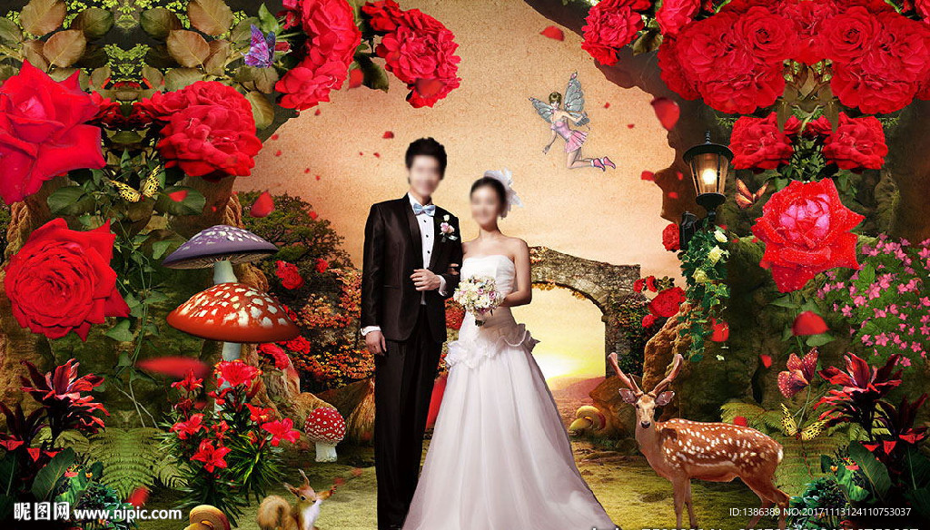 婚礼花艺婚纱背景