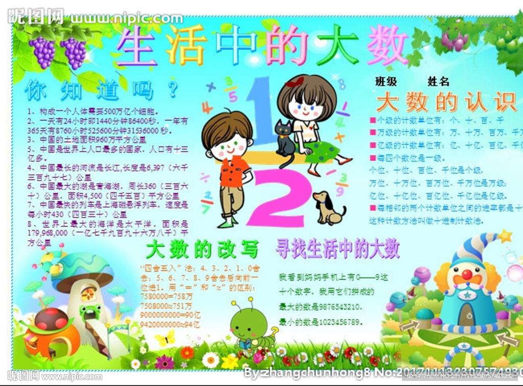 生活中的大数数学小报板报手抄报