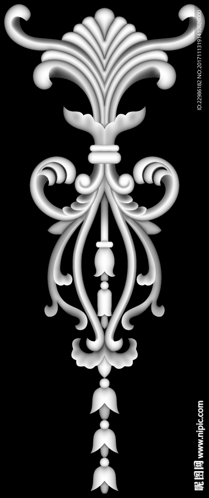 门上洋花精雕浮雕灰度