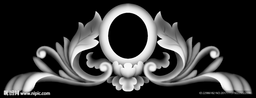 横条洋花精雕灰度浮雕