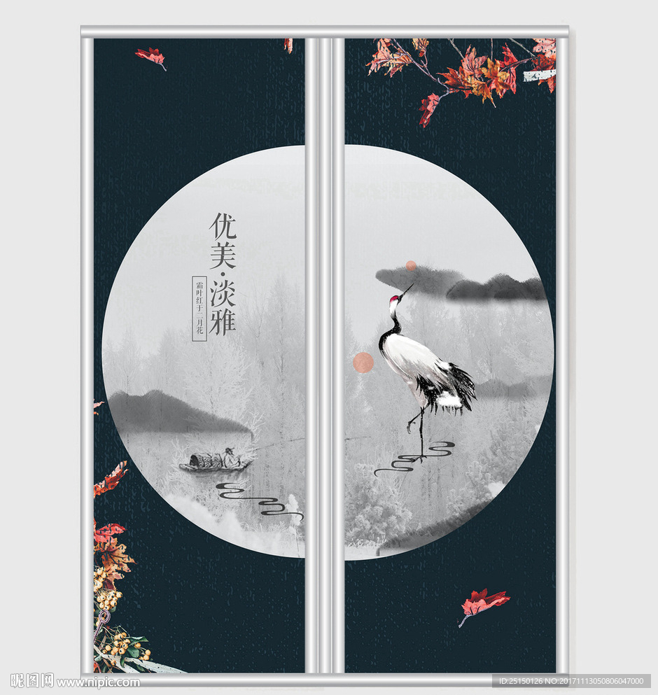 中国风古典装饰画移门