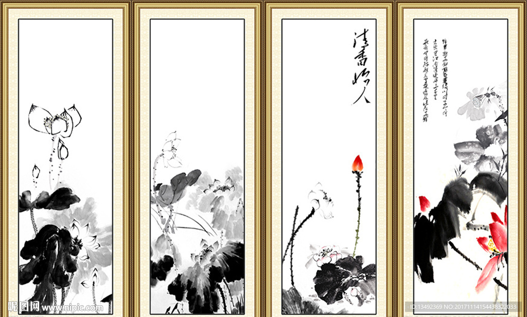 荷花国画