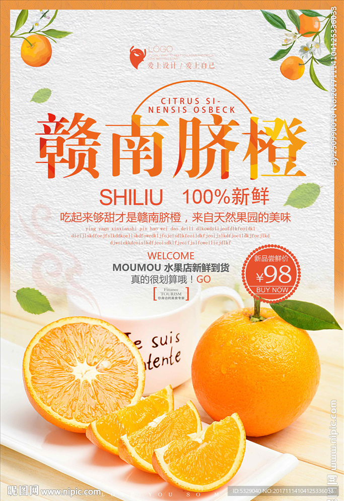简洁水果赣南脐橙海报设计