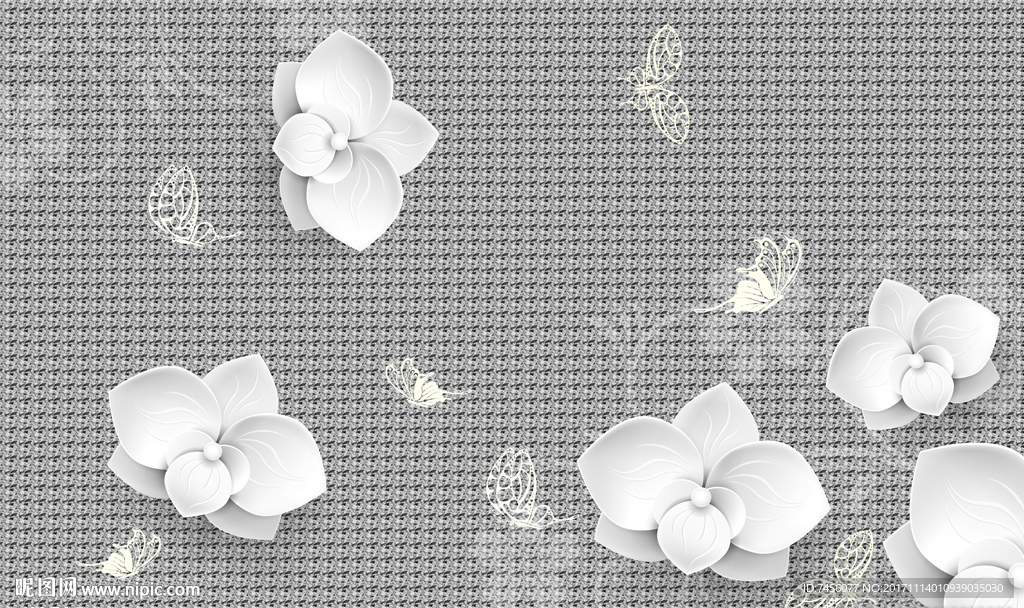 小白花立体时尚背景墙